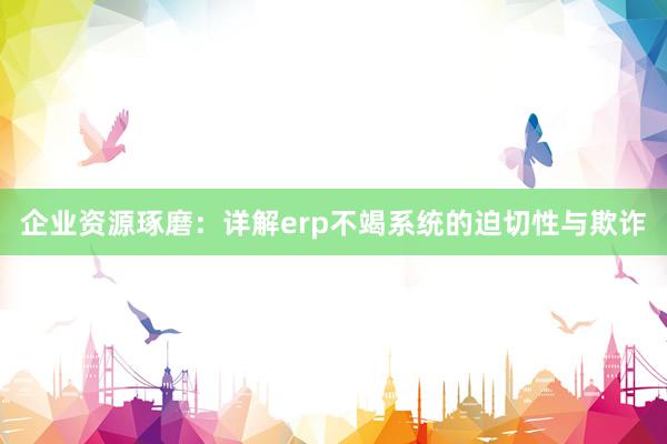 企业资源琢磨：详解erp不竭系统的迫切性与欺诈